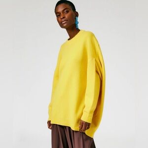 Tibi | Airy Extrafine Wool Circular Origami Pullover | S/M | Yellow